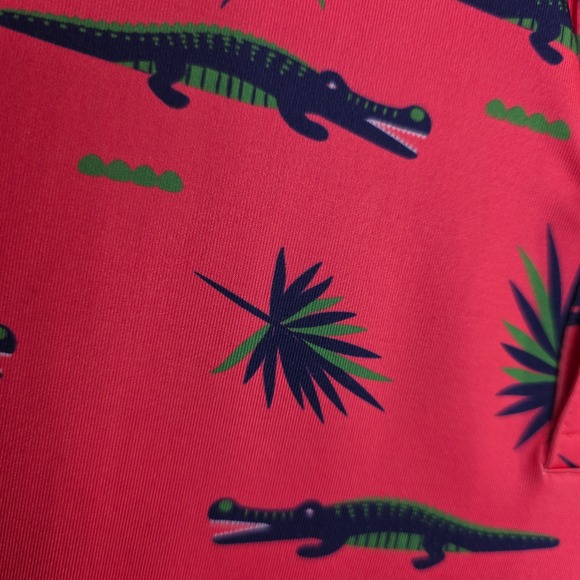 Waggle M"s XL Pink Alligator Palm Tree Golf Polo Shirt Unique Golf Outdoors Fun - Picture 10 of 16